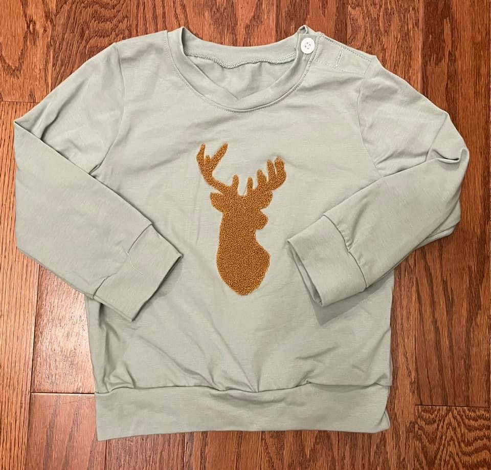 Machine French Knot Deer Boys long sleeves