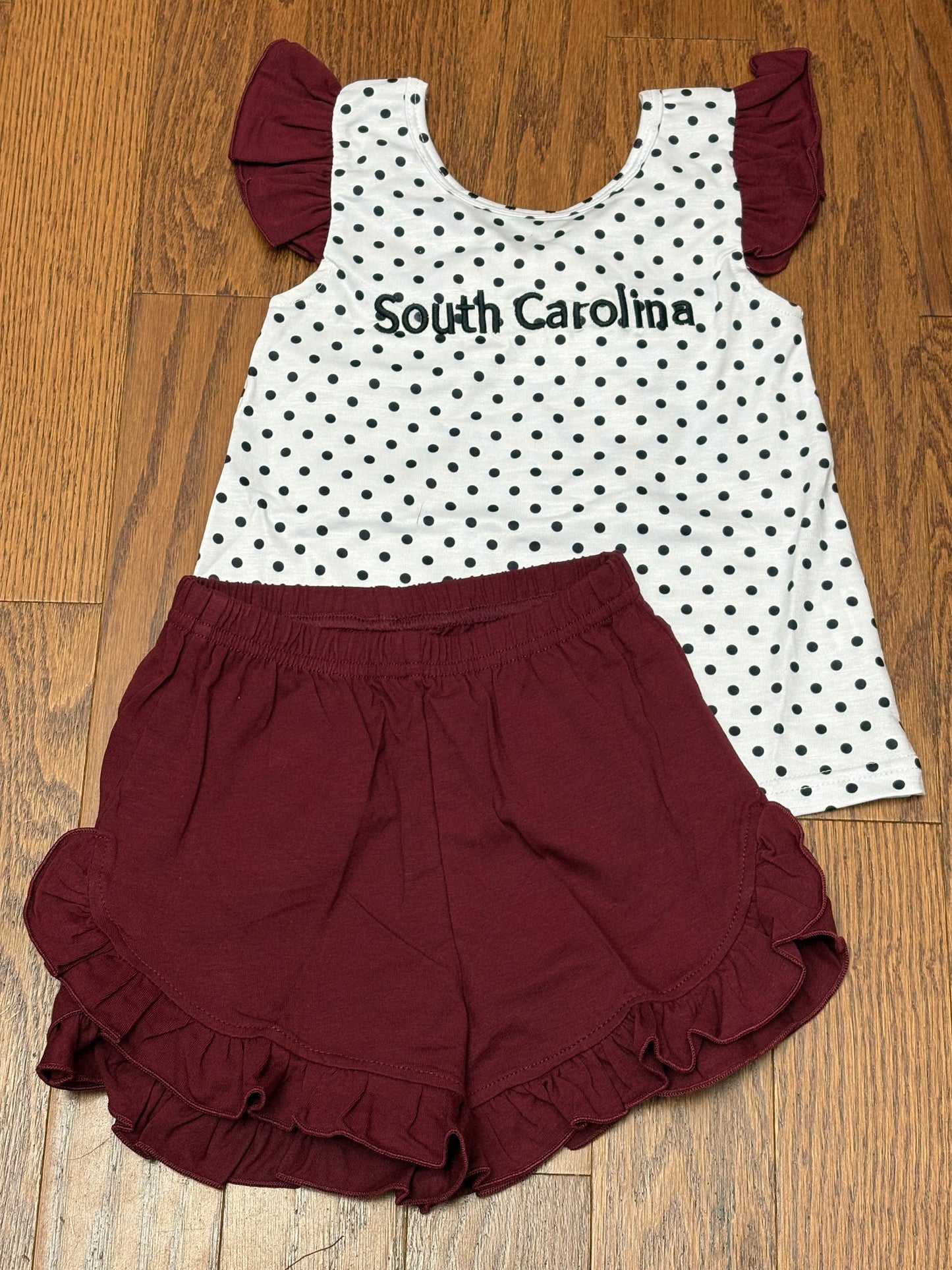 South Carolina Embroidered Girl Short Set