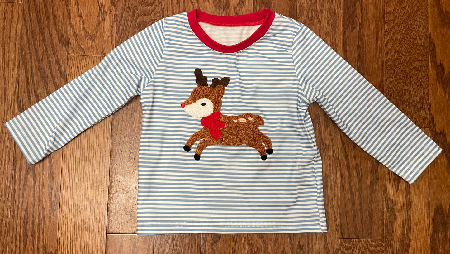 Machine French Knot Reindeer Boys Long Sleeves