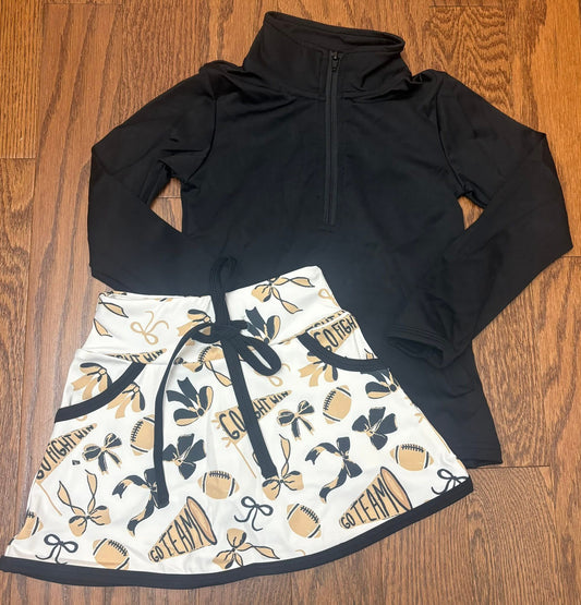 Black and Gold Girls athletic Skort Set