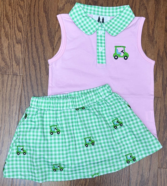 Green Checkered Golf Girls Skort Set