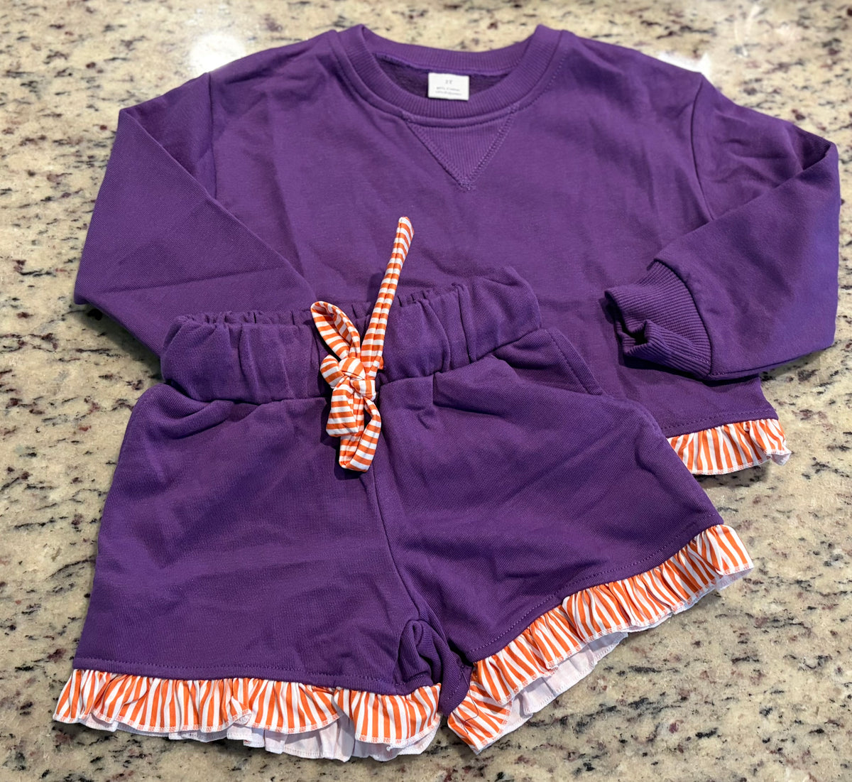 Sweet in Style Purple and Orange Girl Short set