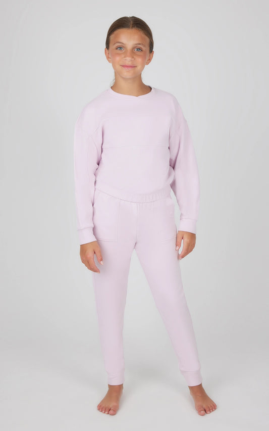 Tween Girls Melange Long Sleeve and Jogger Set- Fair Orchild