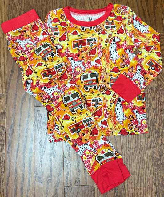 Bamboo Fire Trucks Boy Pant Set
