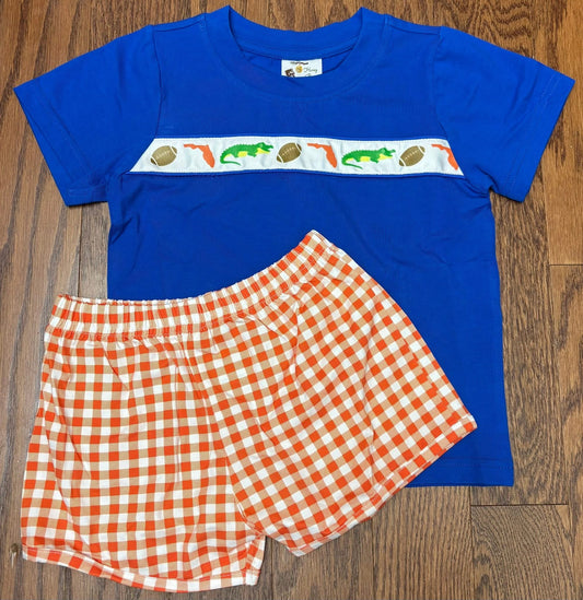 Alligator Football Ribbon Boy short set