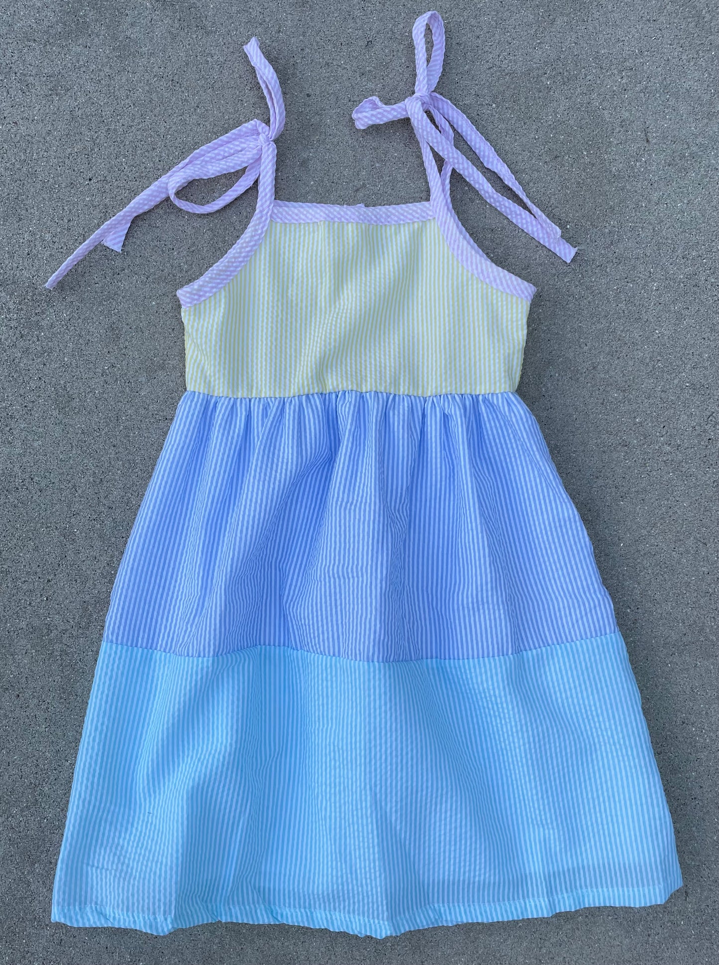 Colored Seersucker Girls Dress