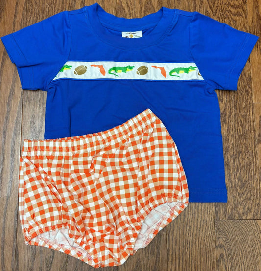 Alligator Football Ribbon Boy Diaper set