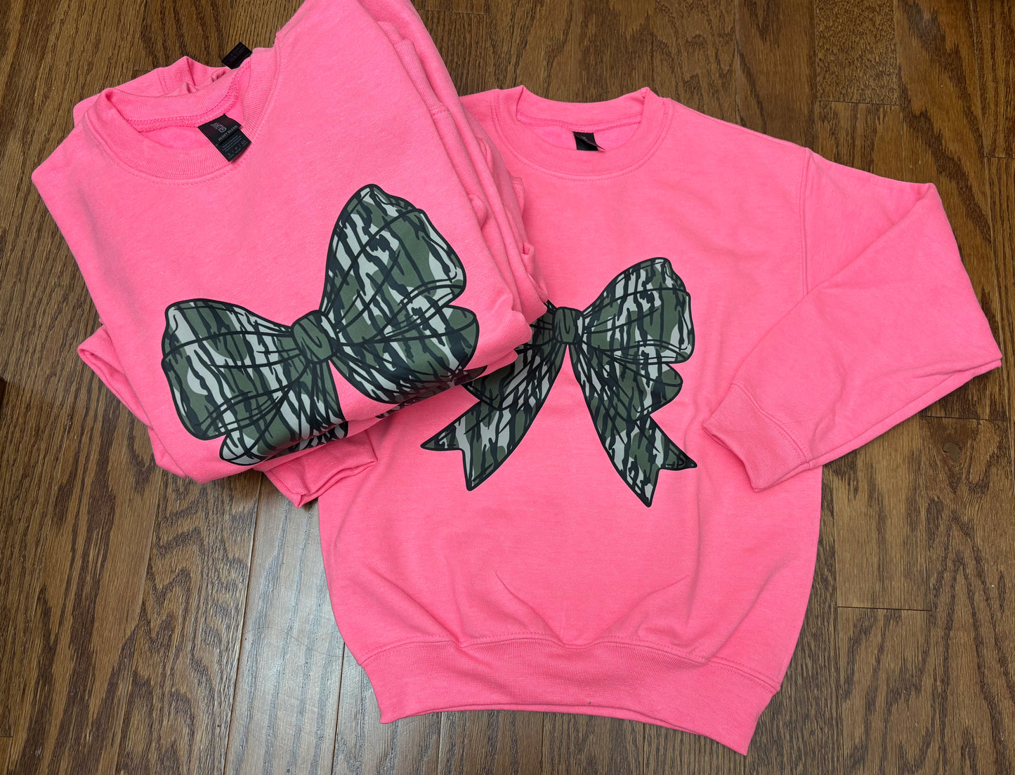 Camouflage Bow Pink Sweater