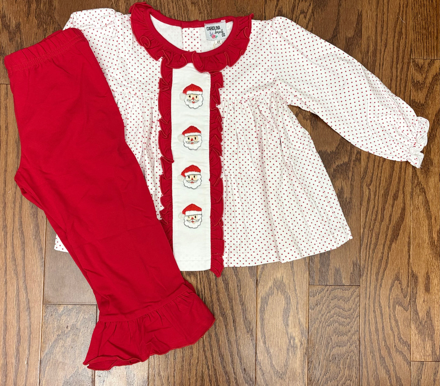 Santa and red polka dots girl pant set