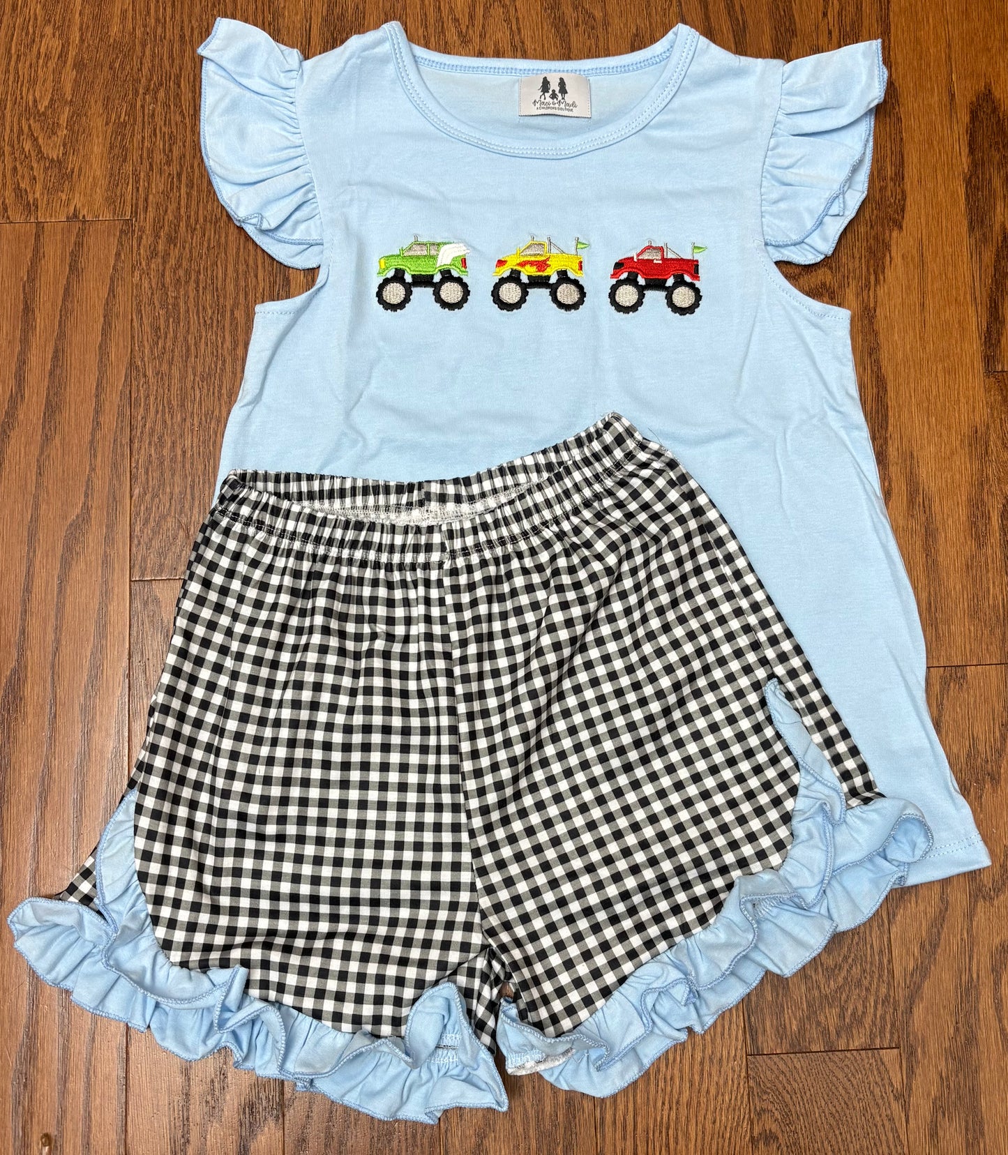 Monster Trucks Girl Short Set, Blue