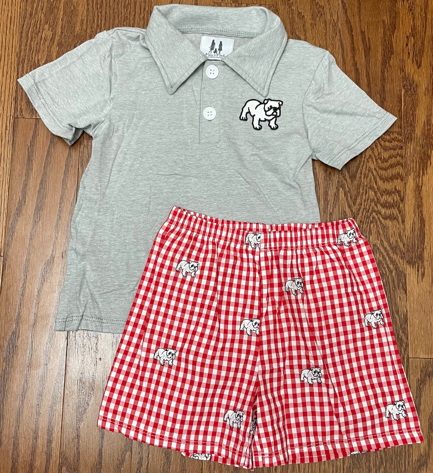 Embroidered Bulldogs, Boy Short Set