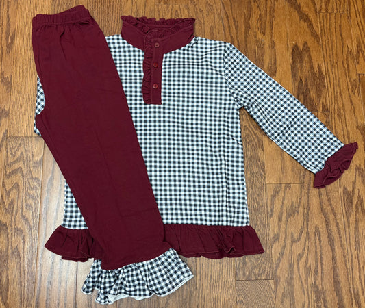 It’s Game On Garnet and Black girls pullover set