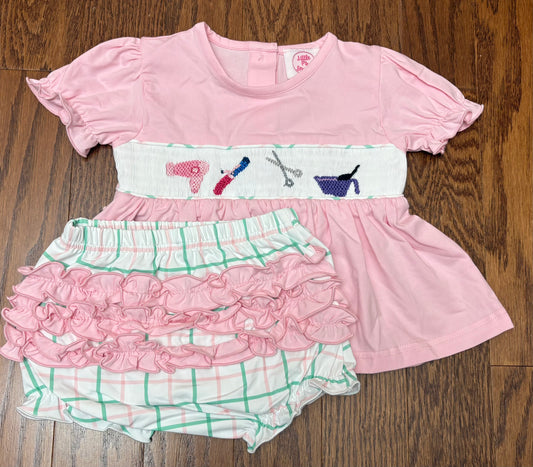 Smocked Hair Stylist Girls Bloomer Set