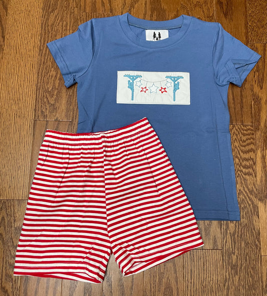 Lineman and Red, white, and blue boy short set