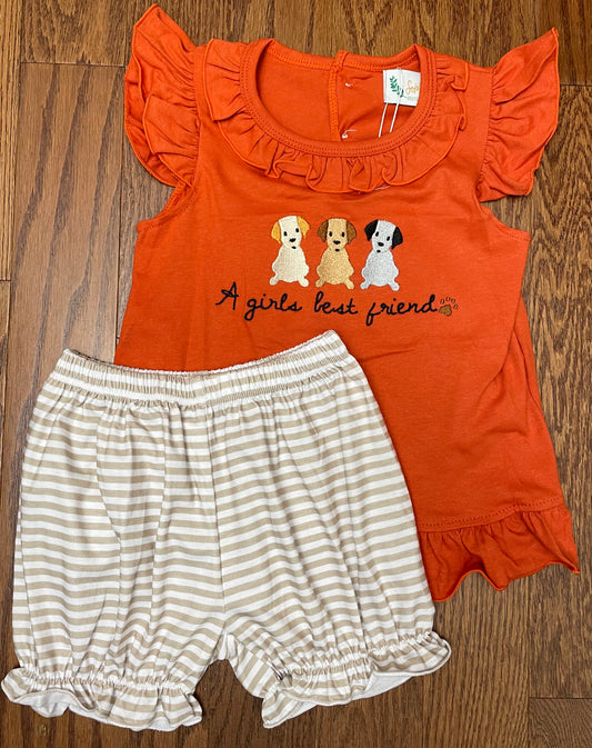 A girls best friend puppy girl short set