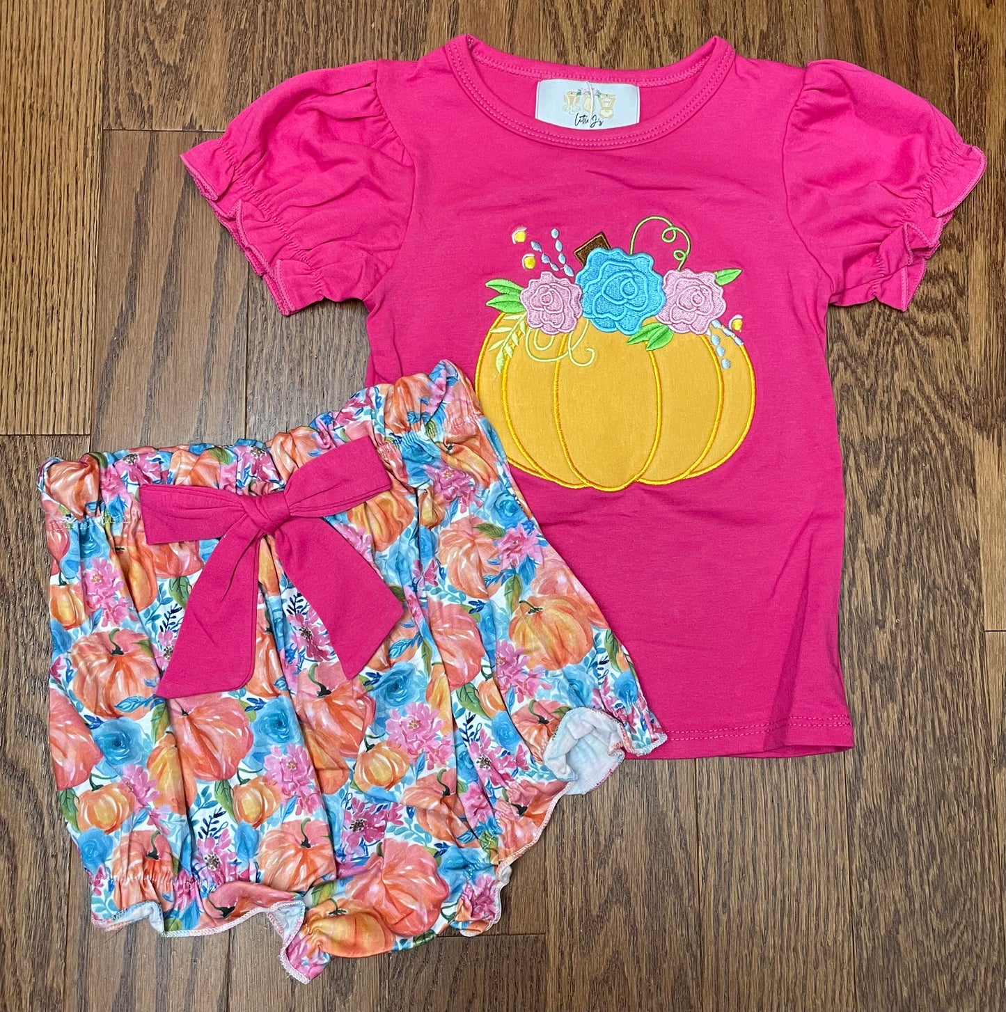 Pumpkin Florals girls bloomer set