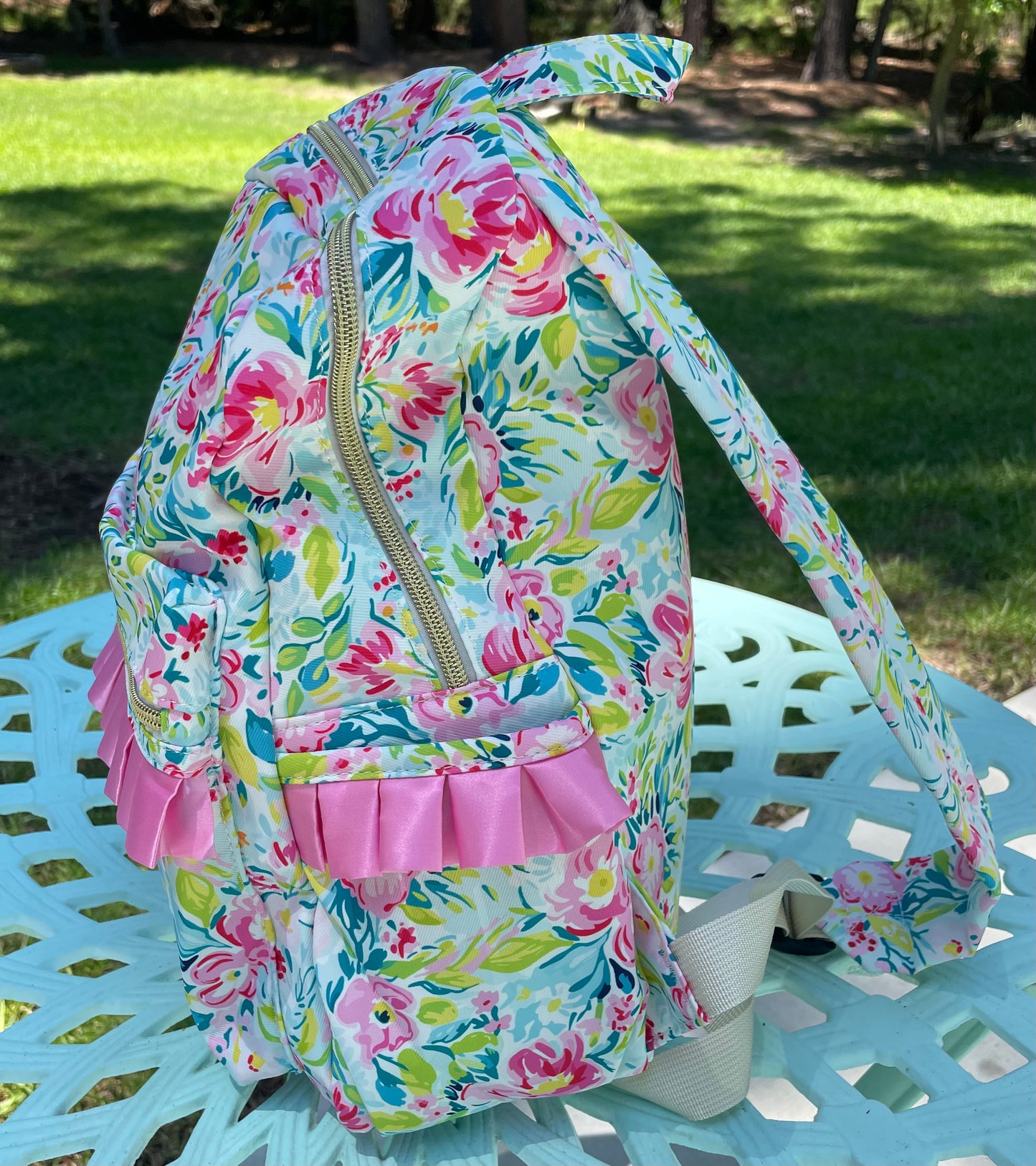 Floral backpack, pink