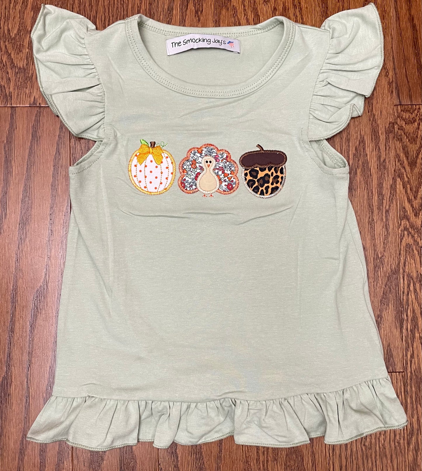 Applique fall girl tee