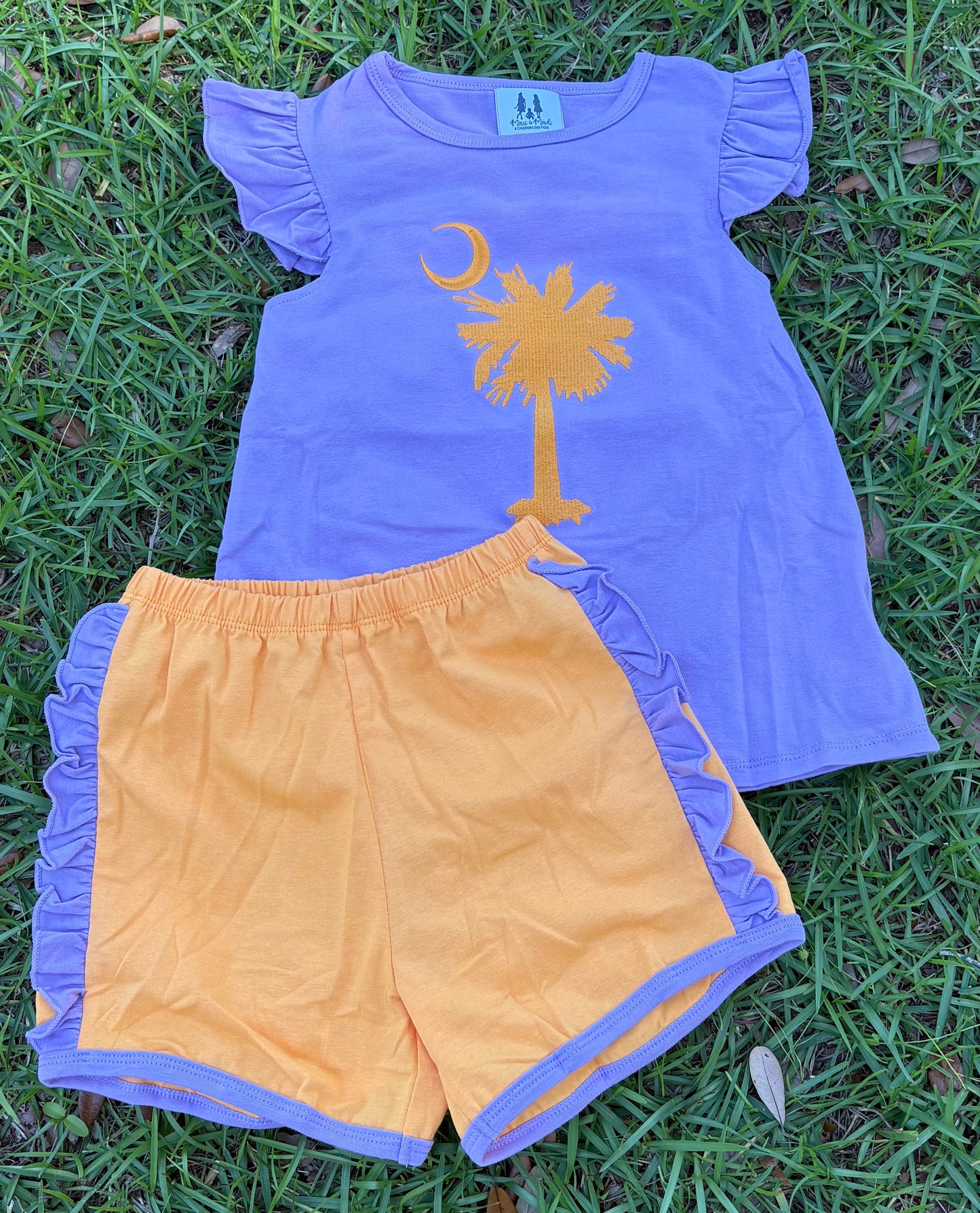 The Palmetto Tree Purple and Orange girls short set