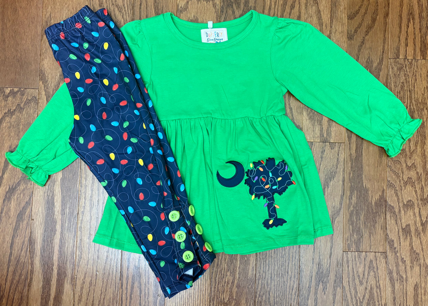South Carolina Palmetto Christmas lights girl pant set