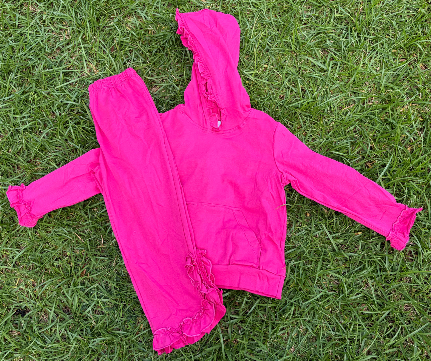 Hooded girl pant Set, hot pink