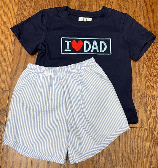 I ❤️Dad (I love Dad) boy short set, shortie shorts