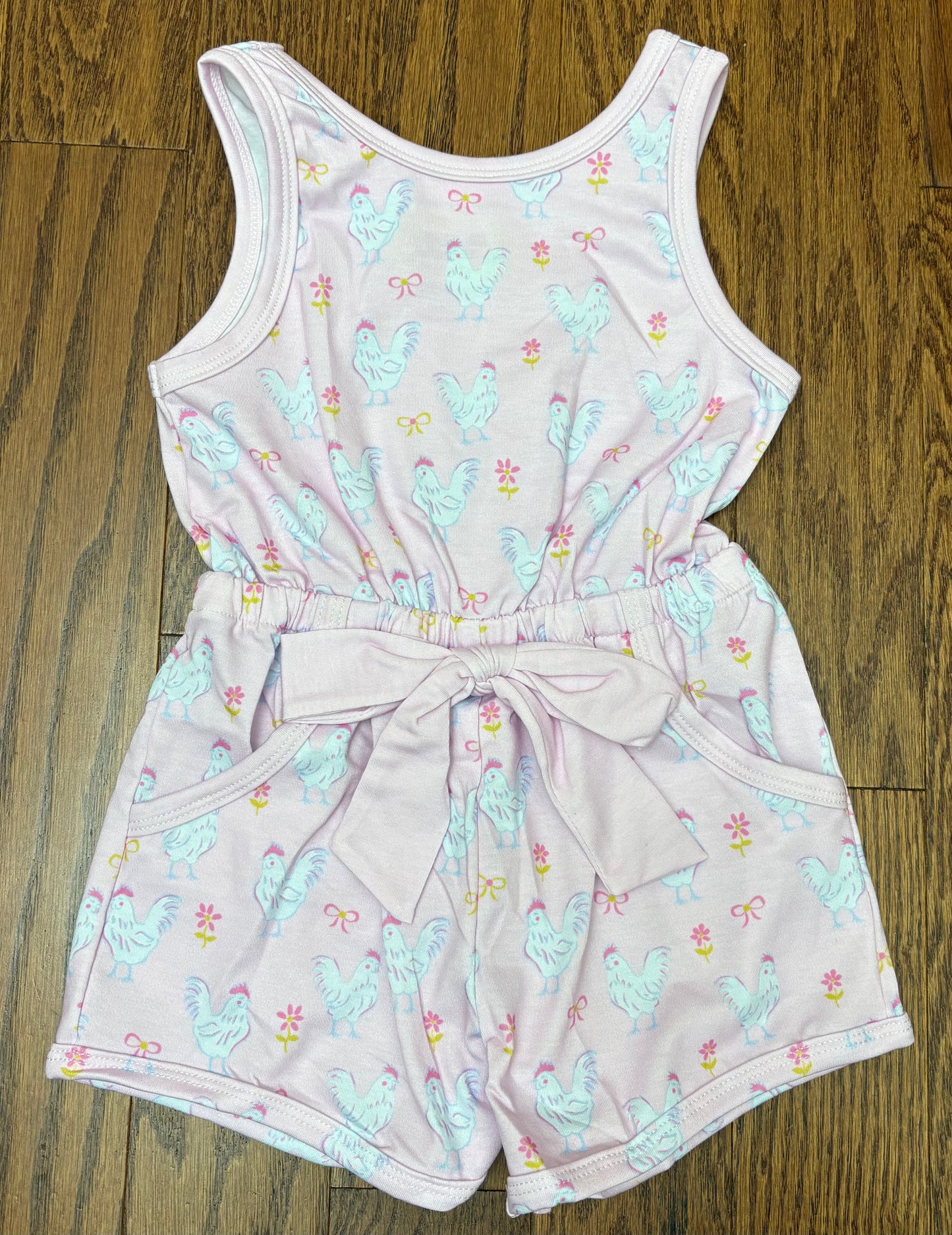 Chicken print girl romper