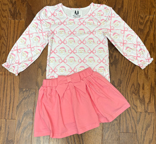 Santa and Bows Girl Skort Set