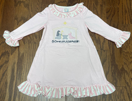 O come let us adore Him Nativity girls lounge gown
