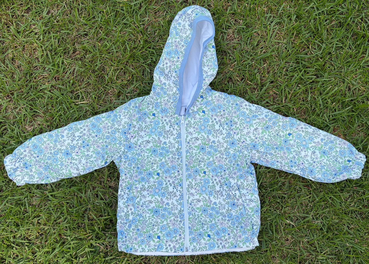 Rain Jacket, blue Floral