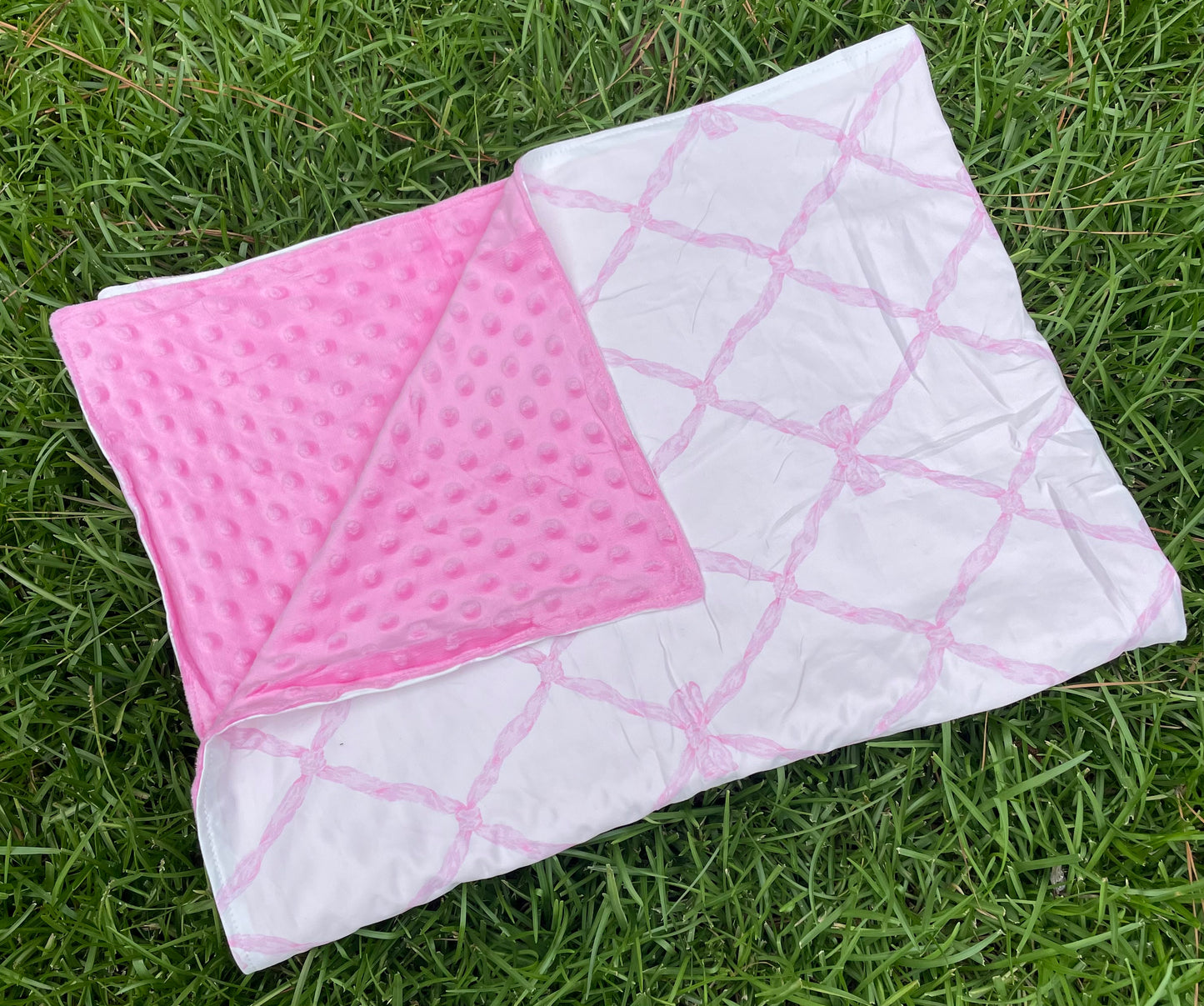 Pink Bow Minky Blanket