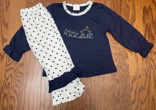 Embroidered Nativity girls pant set