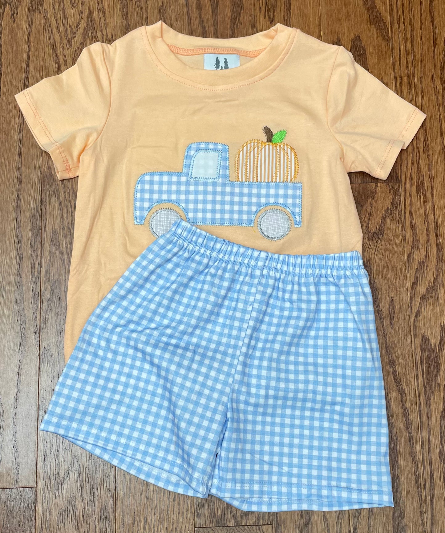 Pumpkin truck boy short set