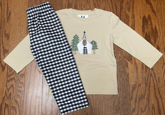 Church and Trees boy pant set