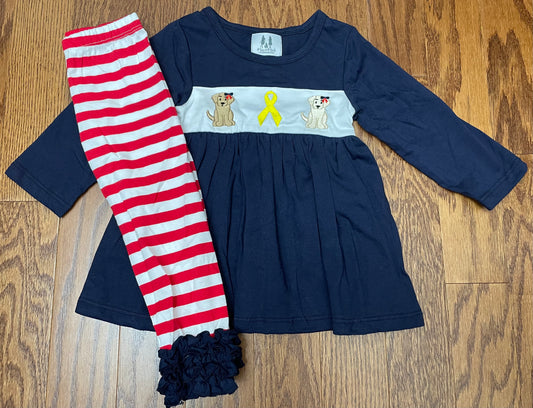 Puppy and military Girls Pant Set