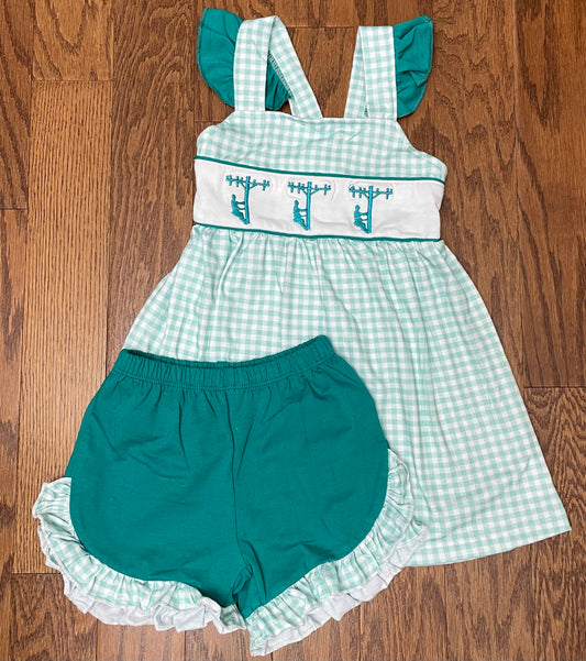 Green lineman girl short set