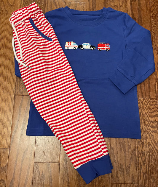 Machine French Knot First Responders boy pant set
