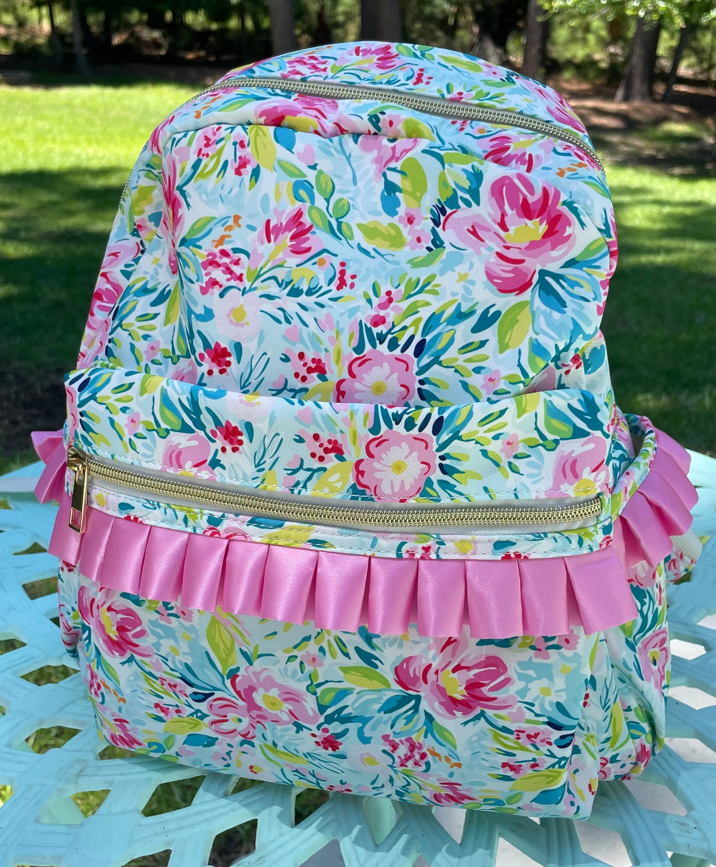 Floral backpack, pink