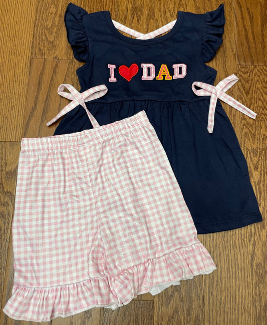 I ❤️Dad (I love Dad) girl short set, Donut A