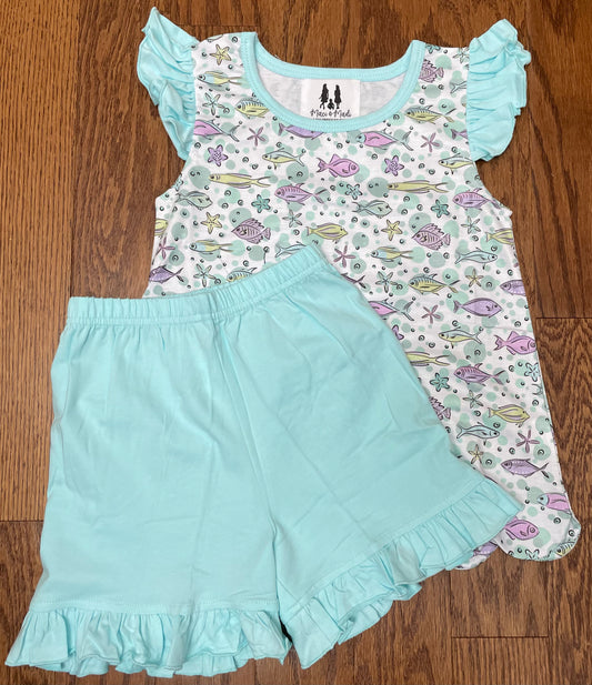 Pastel Fish girl short set