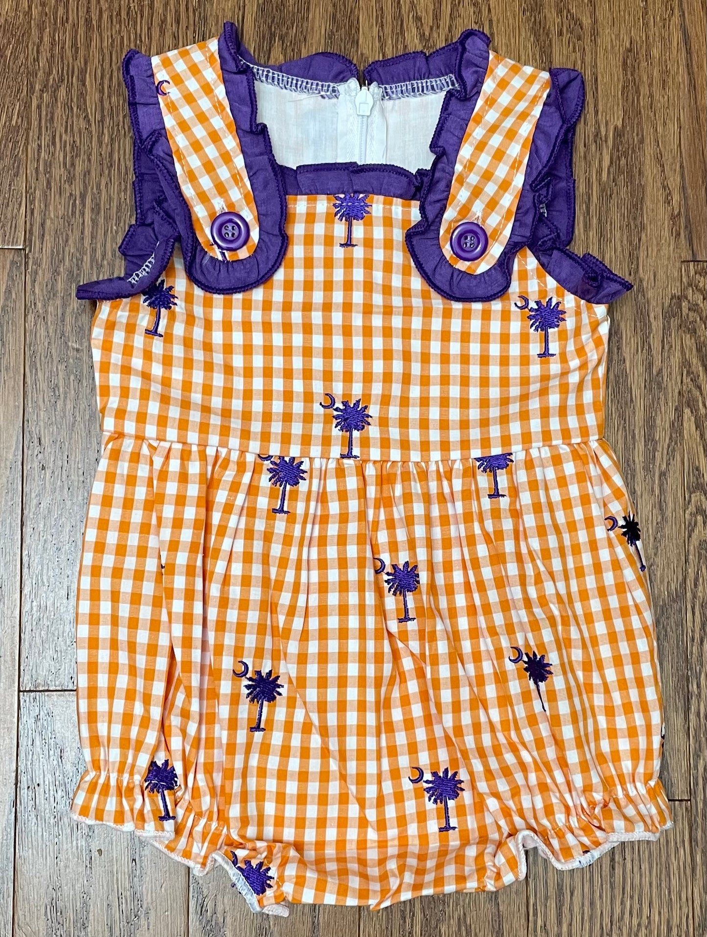 Embroidered Orange and Purple, Clemson, Palmetto Tree Girl Bubble