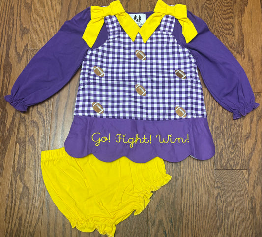 Go fight win purple and yellow girl diaper set