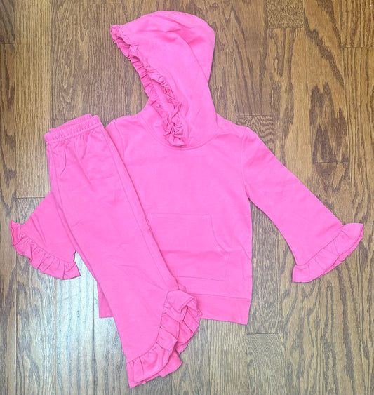 Hooded Frilly Girl pant set