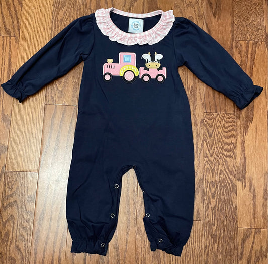 Cow and Tractor girl romper
