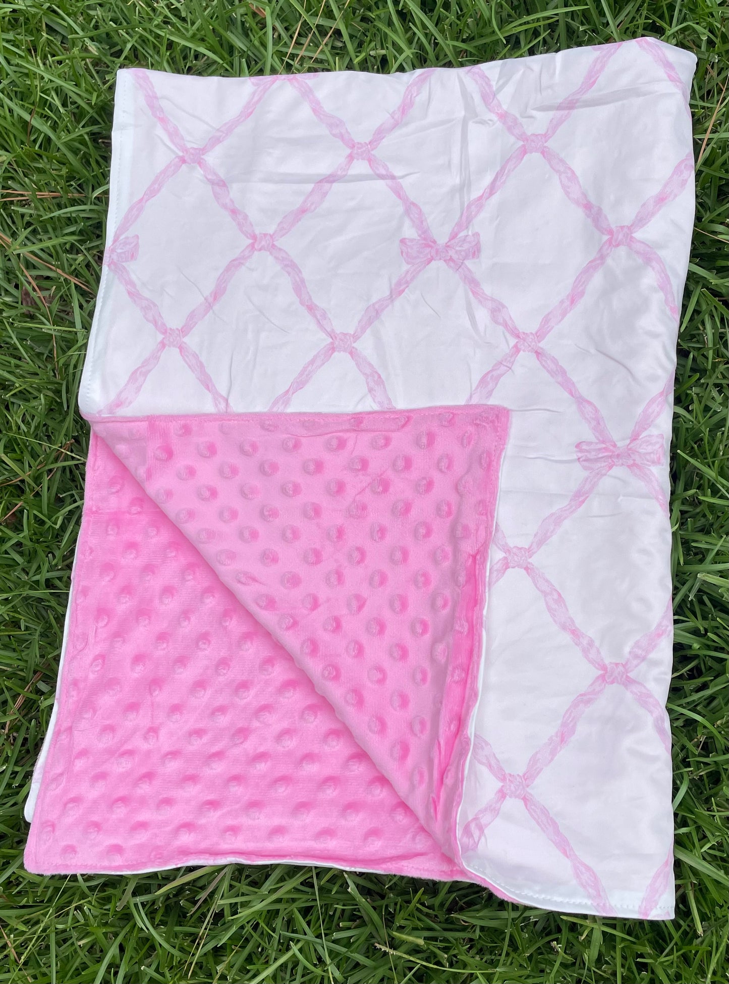 Pink Bow Minky Blanket