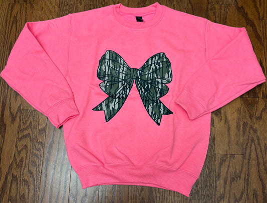 Camouflage Bow Pink Sweater