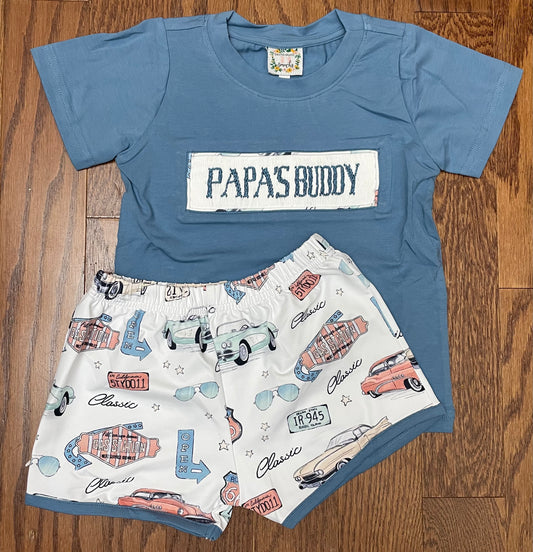 Smocked Papa’s Buddy Classic Cars Boys Short set