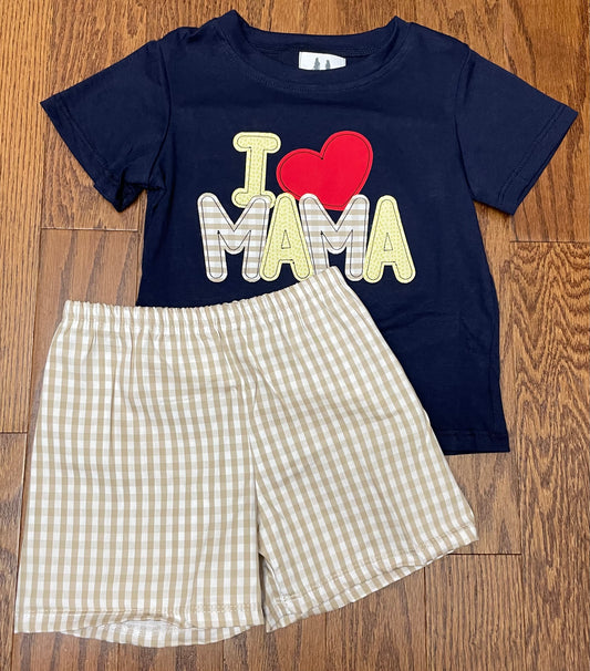 I❤️Mama ( I love Mama) boy short set