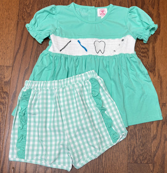 Smocked Dental Girls Short Set