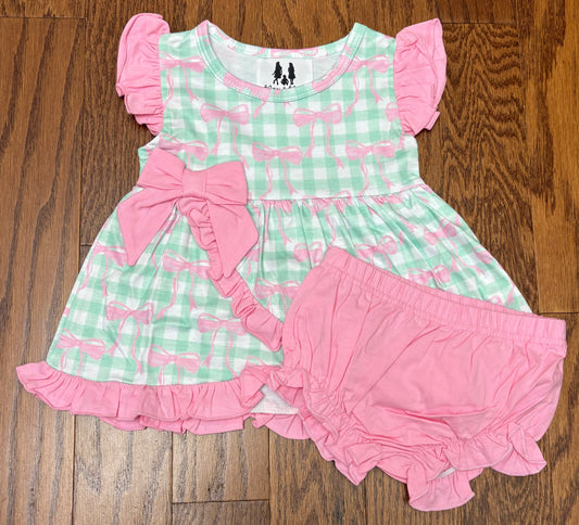 Mint to Tie Girl bloomer Set